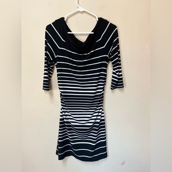 White House Black Market Dresses & Skirts - White House Black Market Women’s Black White Striped Stretch Jersey Mini Dress S